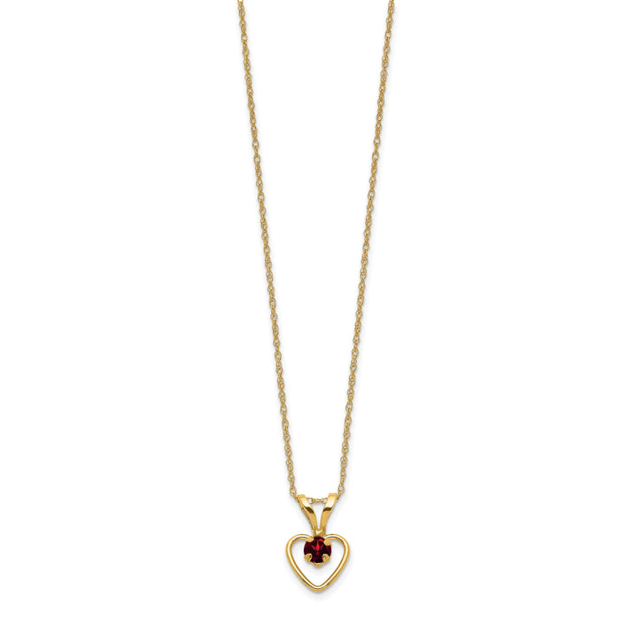 10k Madi K 3mm Garnet Heart Birthstone Necklace-10GK400-15