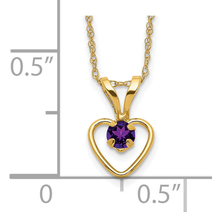 10k Madi K 3mm Amethyst Heart Birthstone Necklace-10GK401-15