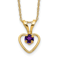 10k Madi K 3mm Amethyst Heart Birthstone Necklace-10GK401-15
