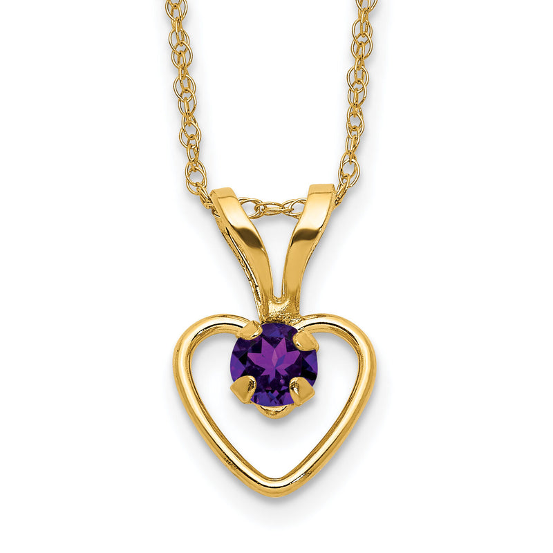 10k Madi K 3mm Amethyst Heart Birthstone Necklace-10GK401-15