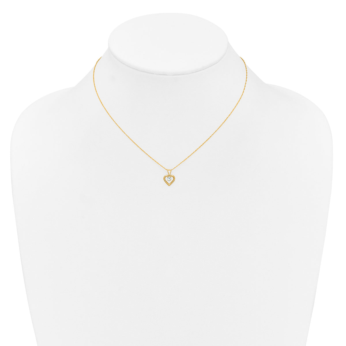 10k Madi K 3mm Aquamarine Heart Birthstone Necklace-10GK402-15