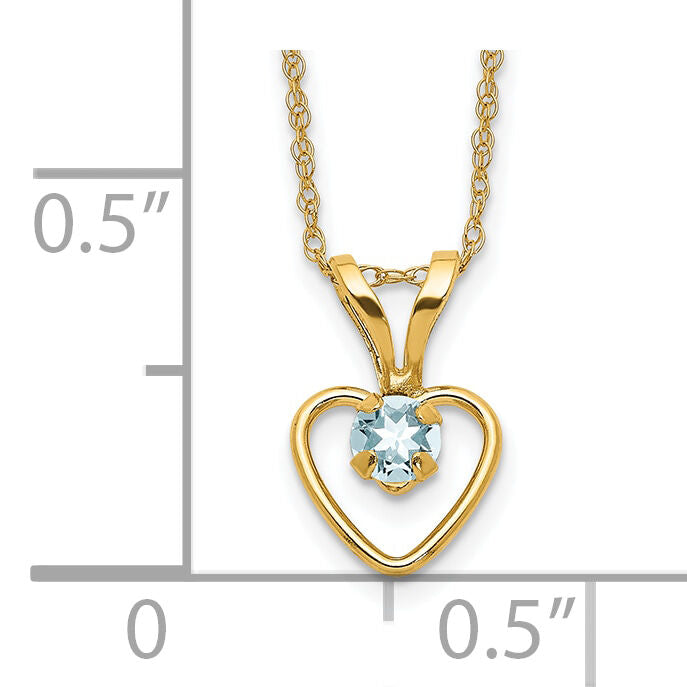 10k Madi K 3mm Aquamarine Heart Birthstone Necklace-10GK402-15