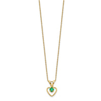 10k Madi K 3mm Emerald Heart Birthstone Necklace-10GK407-15