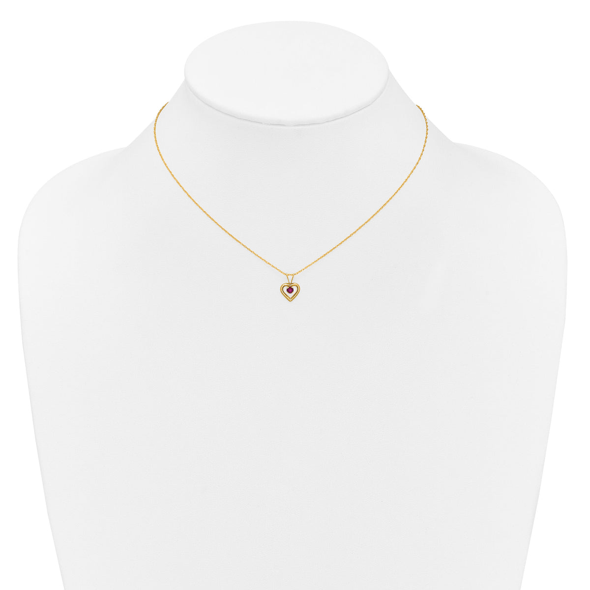 10k Madi K 3mm Ruby Heart Birthstone Necklace-10GK409-15
