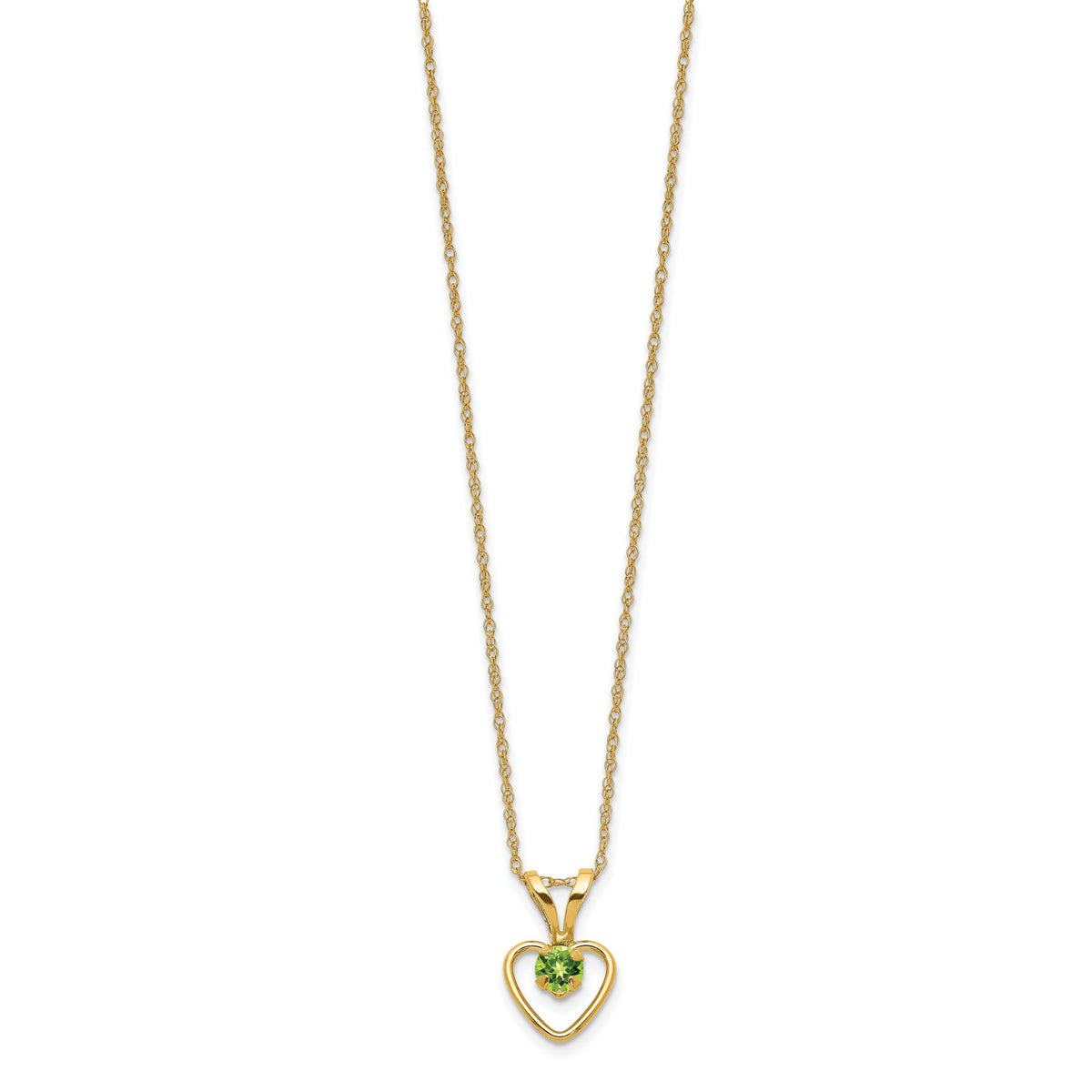 10k Madi K 3mm Peridot Heart Birthstone Necklace-10GK410-15