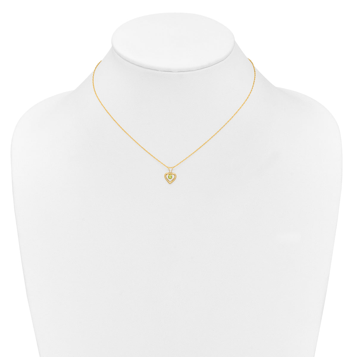 10k Madi K 3mm Peridot Heart Birthstone Necklace-10GK410-15