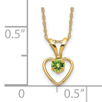 10k Madi K 3mm Peridot Heart Birthstone Necklace-10GK410-15