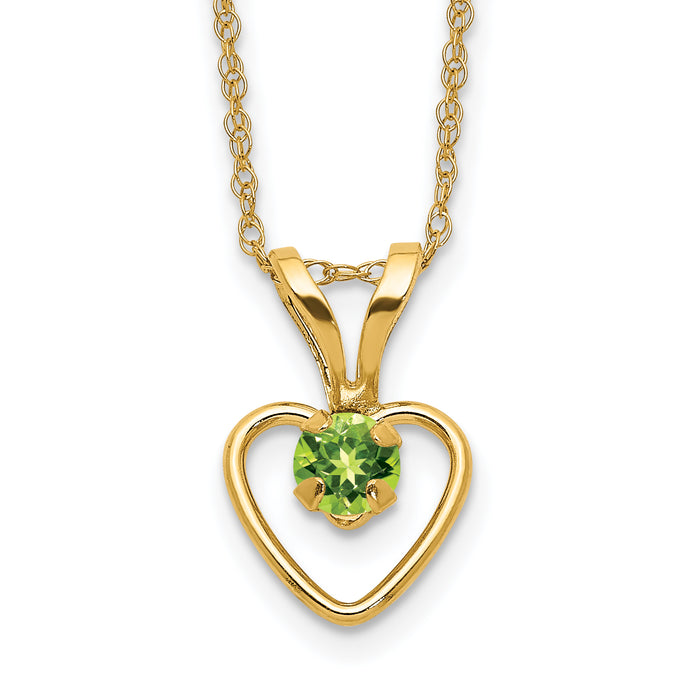 10k Madi K 3mm Peridot Heart Birthstone Necklace-10GK410-15