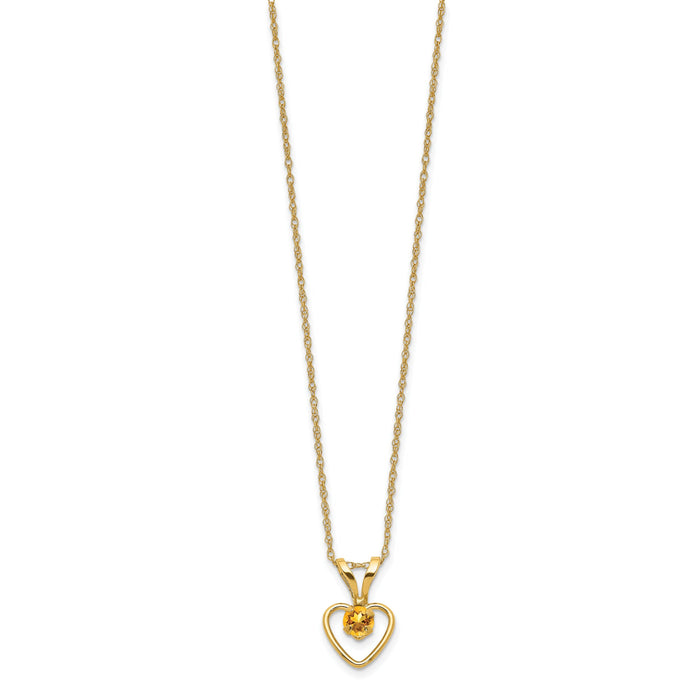 10k Madi K 3mm Citrine Heart Birthstone Necklace-10GK413-15