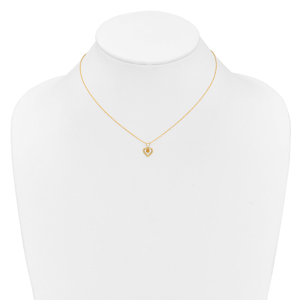 10k Madi K 3mm Citrine Heart Birthstone Necklace-10GK413-15