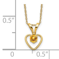 10k Madi K 3mm Citrine Heart Birthstone Necklace-10GK413-15