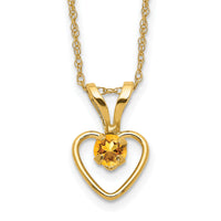 10k Madi K 3mm Citrine Heart Birthstone Necklace-10GK413-15