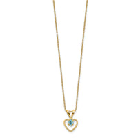 10k Madi K 3mm Blue Zircon Heart Birthstone Necklace-10GK414-15