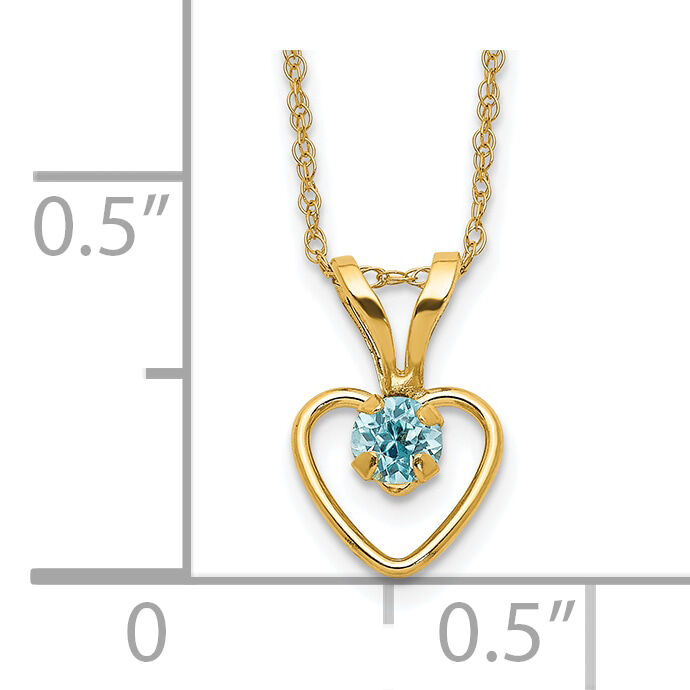10k Madi K 3mm Blue Zircon Heart Birthstone Necklace-10GK414-15