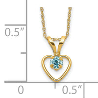 10k Madi K 3mm Blue Zircon Heart Birthstone Necklace-10GK414-15