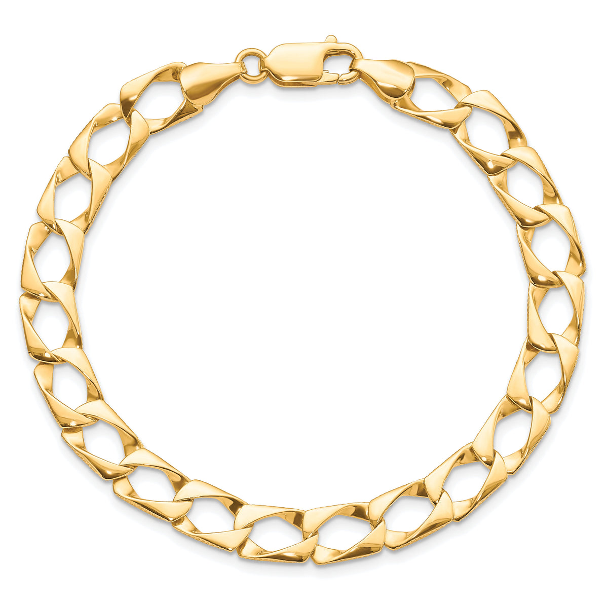 10k 7.4mm Satin & Diamond-cut Fancy Link Bracelet-10GL11-8