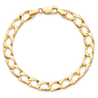 10k 7.4mm Satin & Diamond-cut Fancy Link Bracelet-10GL11-8