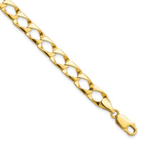 10k 7.4mm Satin & Diamond-cut Fancy Link Bracelet-10GL11-8