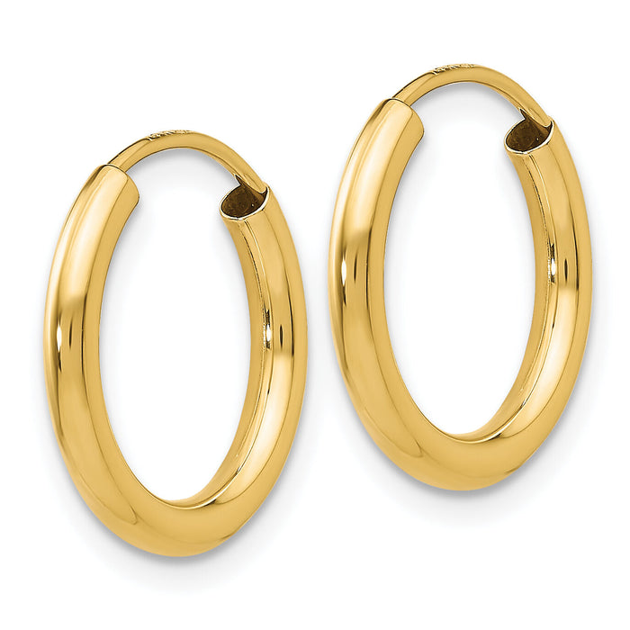 10k Polished Round Endless 2mm Hoop Earrings-10H977