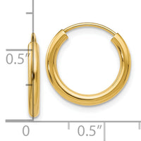 10k Polished Round Endless 2mm Hoop Earrings-10H977