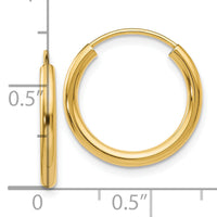 10k Polished Round Endless 2mm Hoop Earrings-10H978
