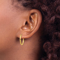 10k Polished Round Endless 2mm Hoop Earrings-10H979