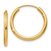 10k Polished Round Endless 2mm Hoop Earrings-10H979