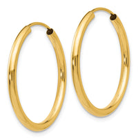 10k Polished Round Endless 2mm Hoop Earrings-10H980