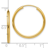 10k Polished Round Endless 2mm Hoop Earrings-10H980