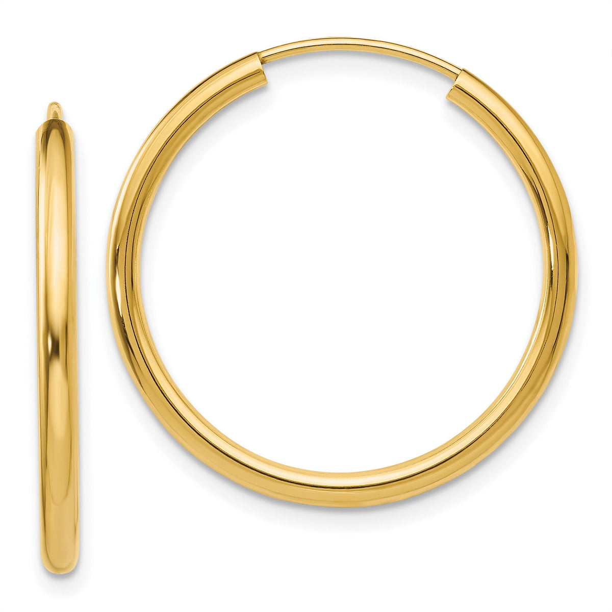 10k Polished Round Endless 2mm Hoop Earrings-10H980