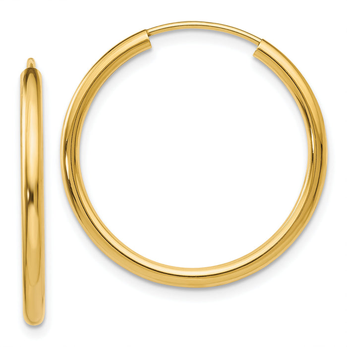 10k Polished Round Endless 2mm Hoop Earrings-10H980