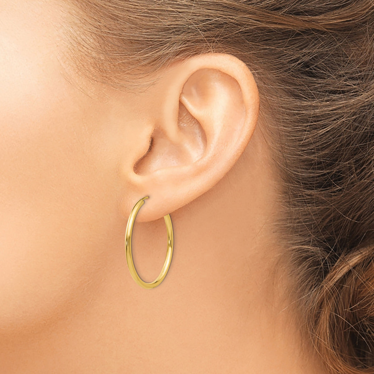 10k Polished Round Endless 2mm Hoop Earrings-10H981