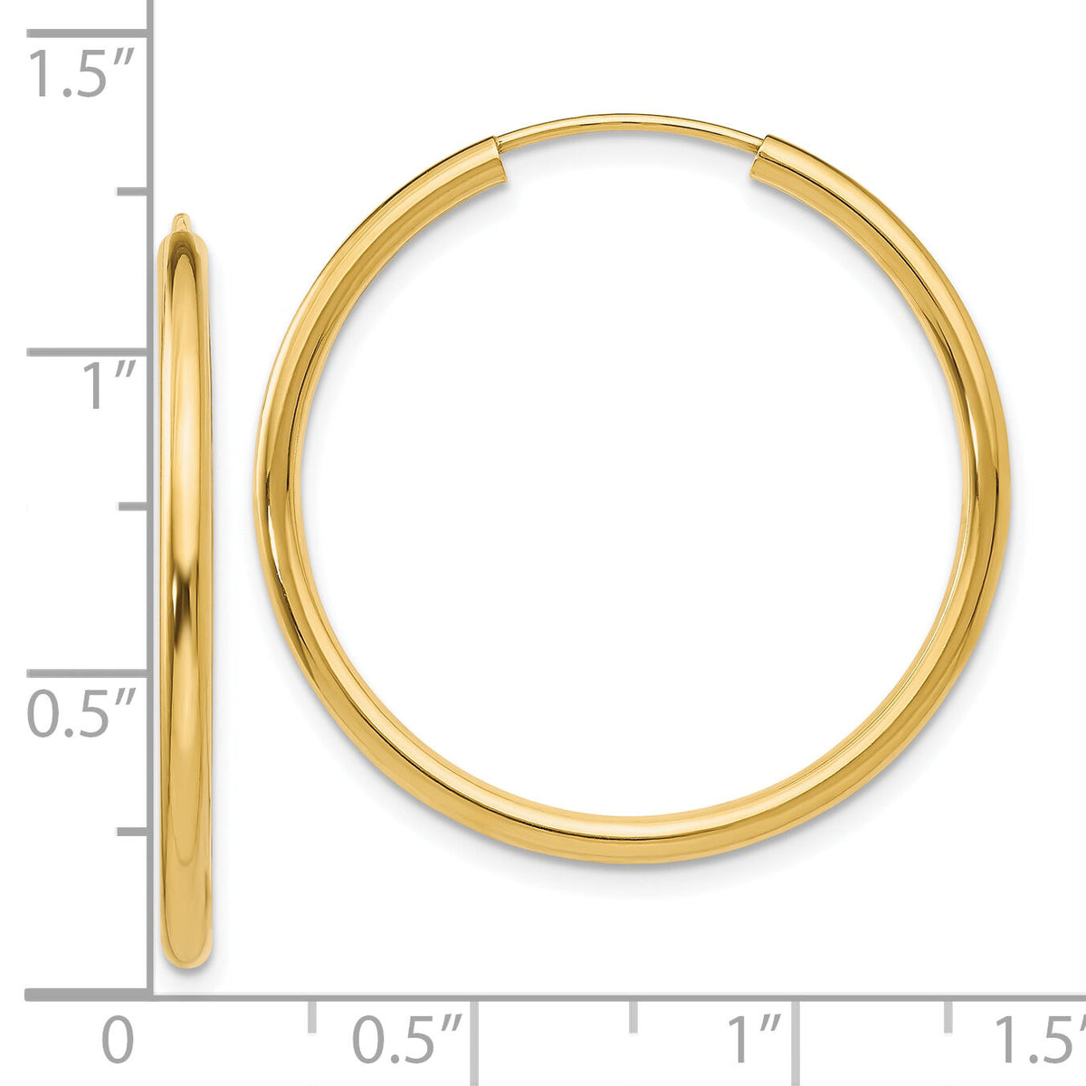 10k Polished Round Endless 2mm Hoop Earrings-10H981