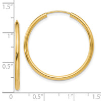10k Polished Round Endless 2mm Hoop Earrings-10H981