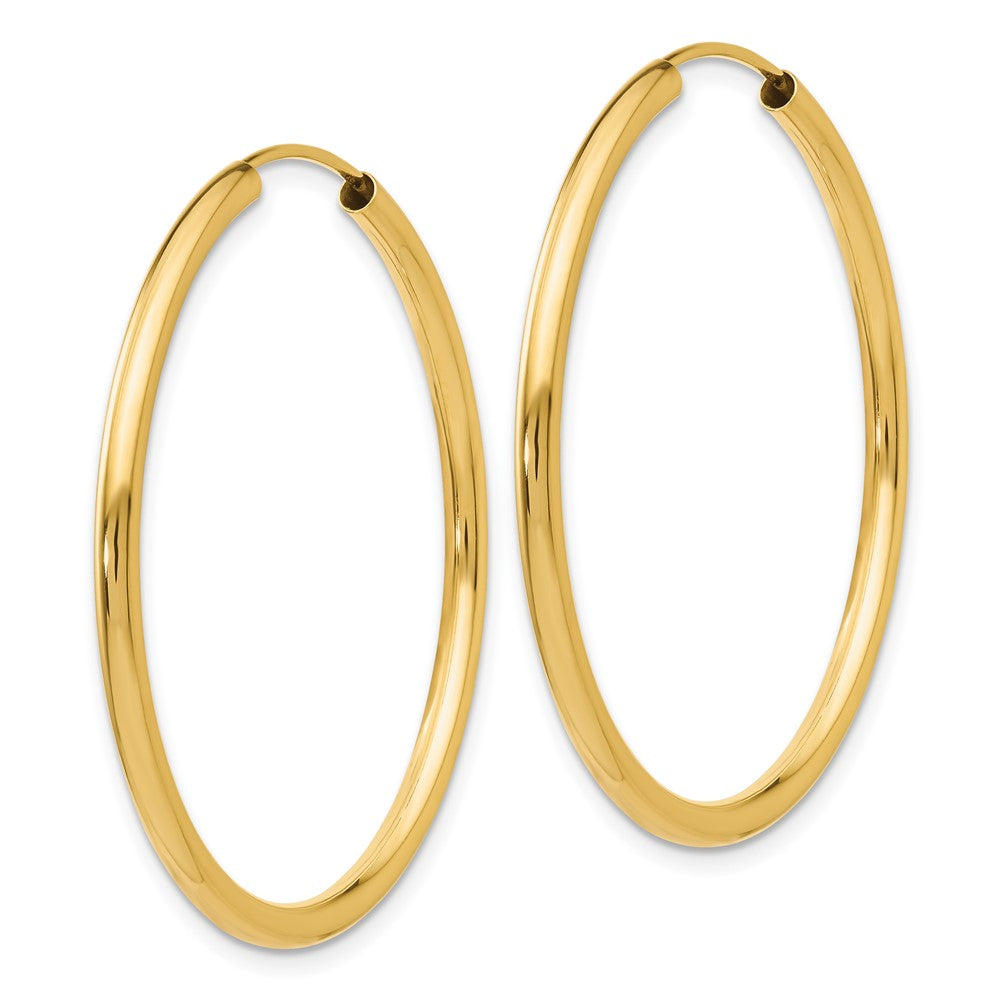 10k Polished Round Endless 2mm Hoop Earrings-10H982