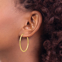 10k Polished Round Endless 2mm Hoop Earrings-10H982