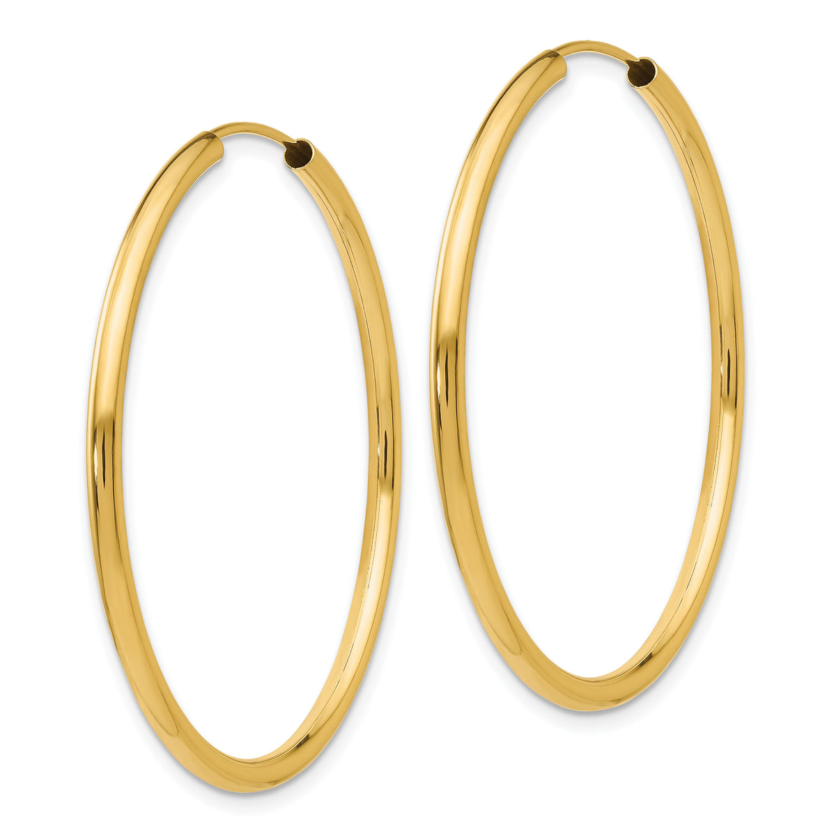 10k Polished Round Endless 2mm Hoop Earrings-10H983