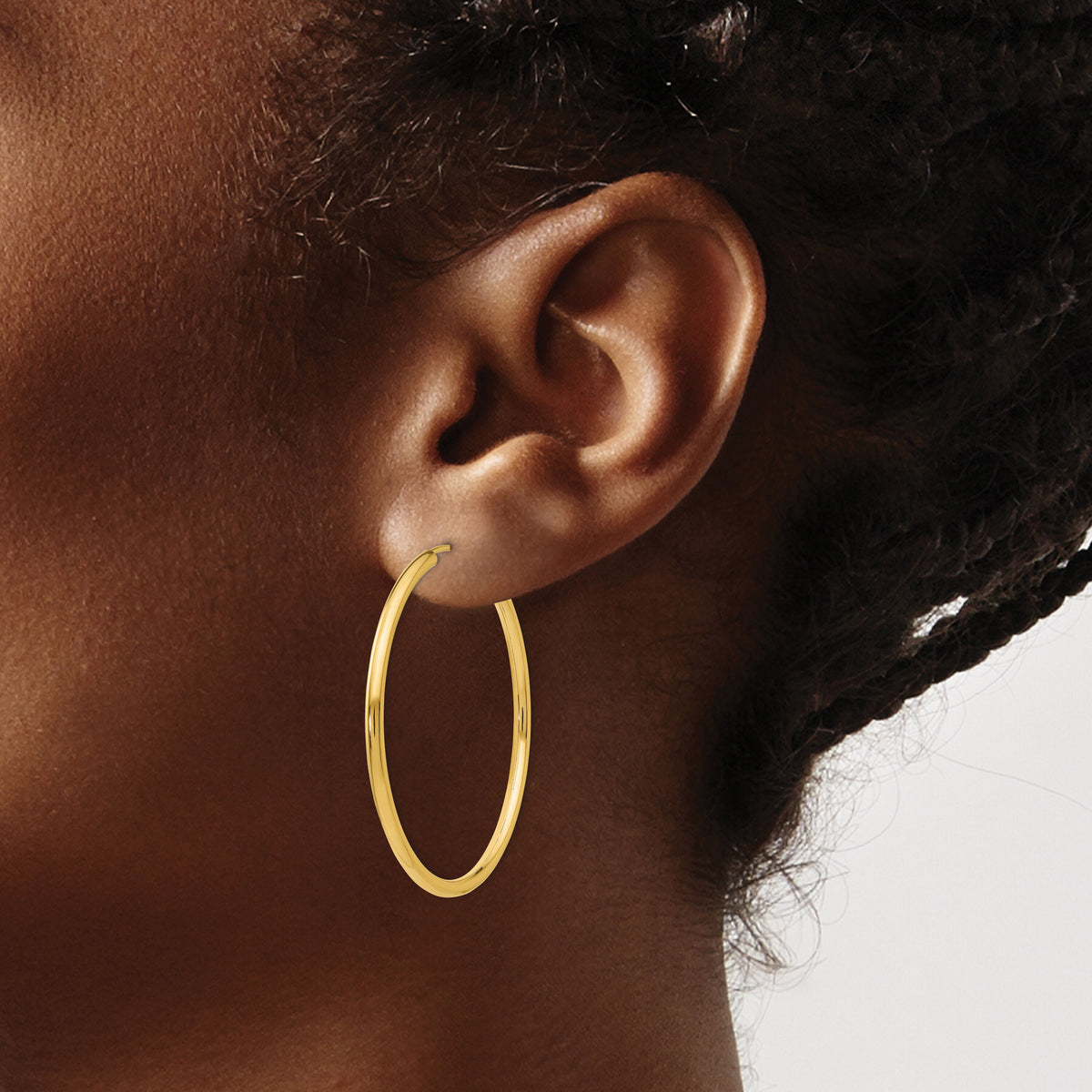 10k Polished Round Endless 2mm Hoop Earrings-10H983