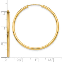 10k Polished Round Endless 2mm Hoop Earrings-10H983