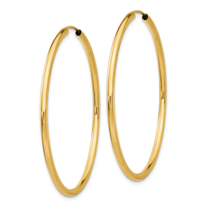 10k Polished Round Endless 2mm Hoop Earrings-10H984