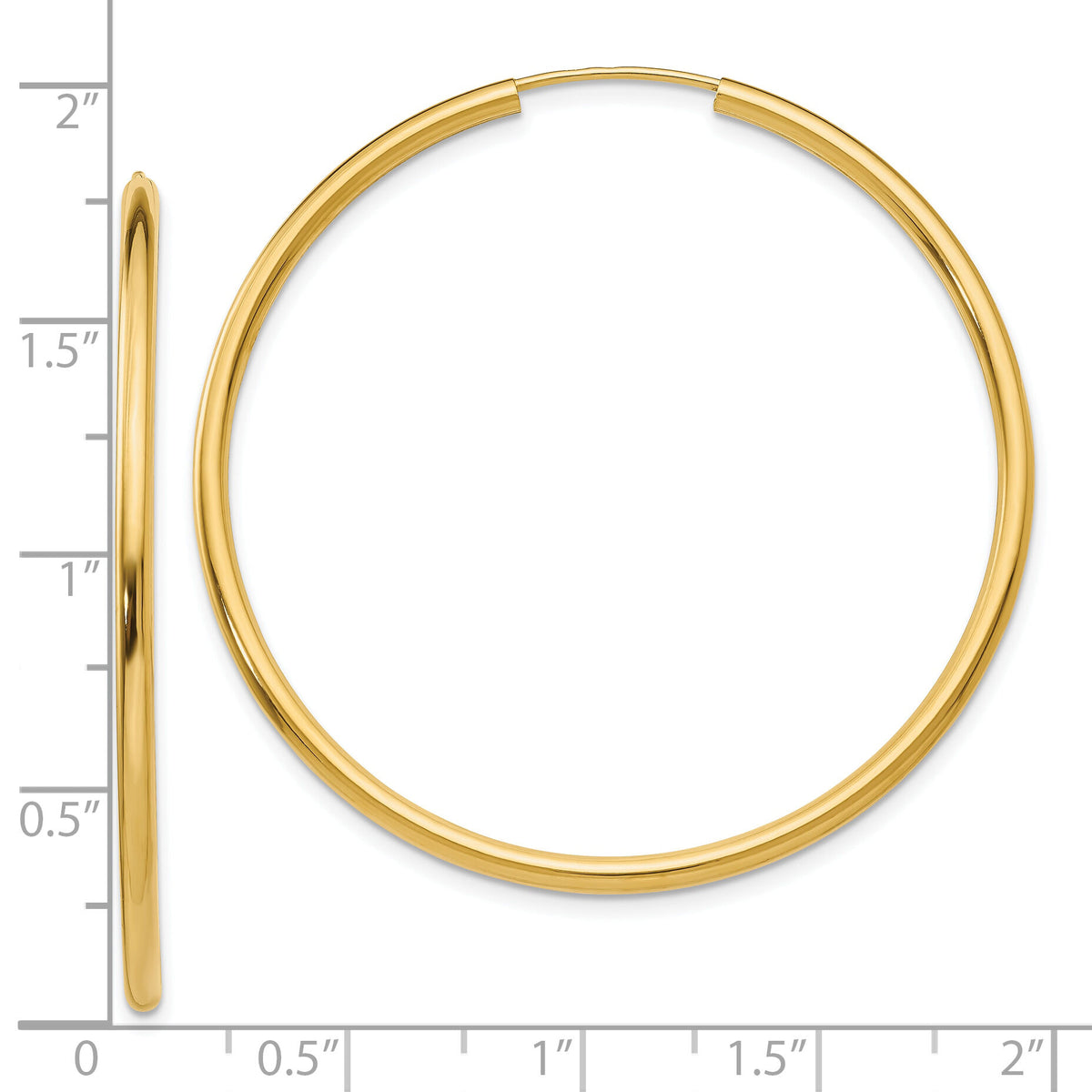 10k Polished Round Endless 2mm Hoop Earrings-10H984