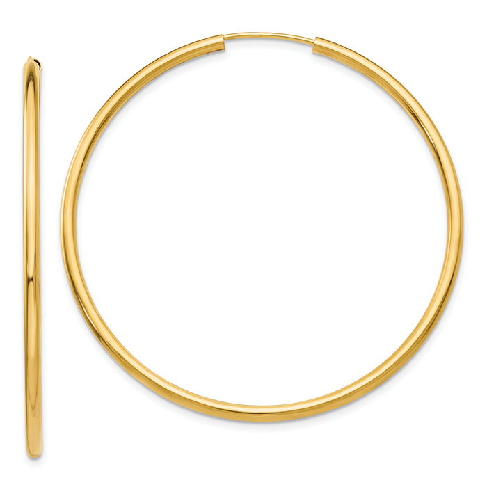 10k Polished Round Endless 2mm Hoop Earrings-10H985