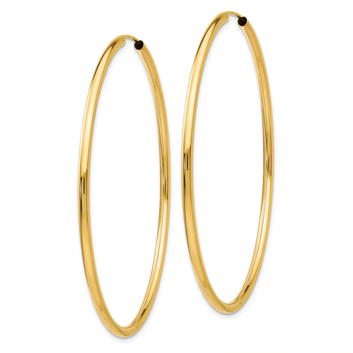 10k Polished Round Endless 2mm Hoop Earrings-10H986