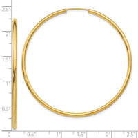 10k Polished Round Endless 2mm Hoop Earrings-10H986