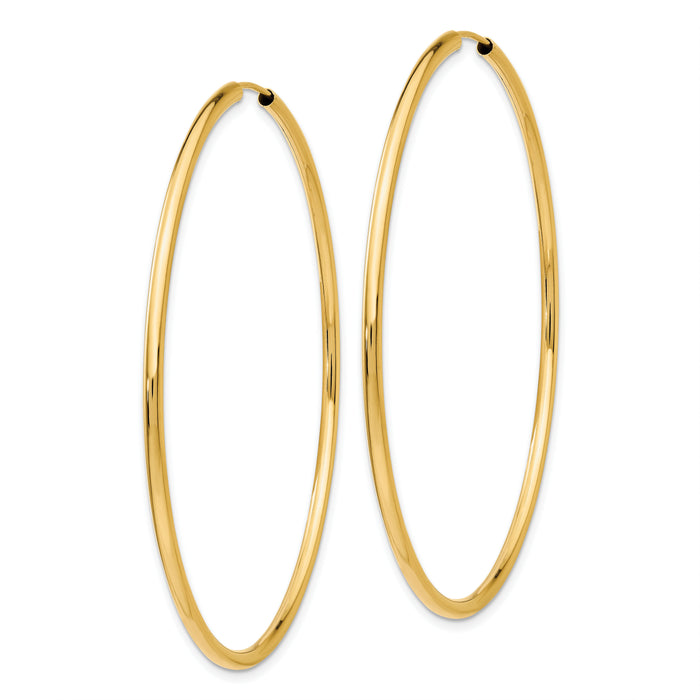 10k Polished Round Endless 2mm Hoop Earrings-10H987
