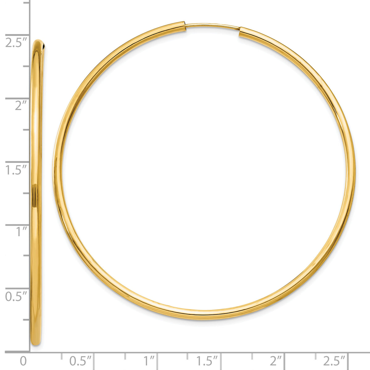 10k Polished Round Endless 2mm Hoop Earrings-10H987