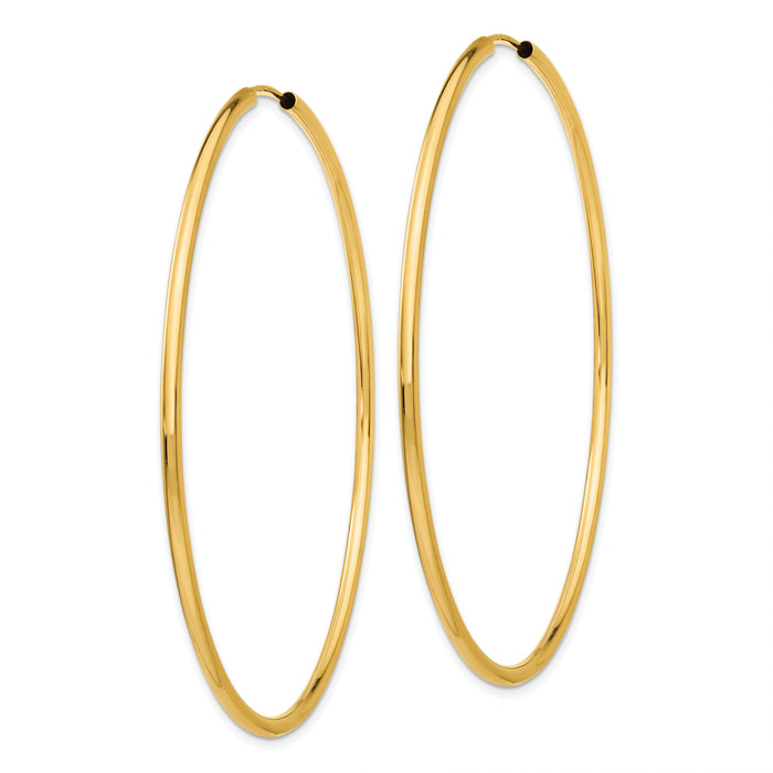 10k Polished Round Endless 2mm Hoop Earrings-10H988