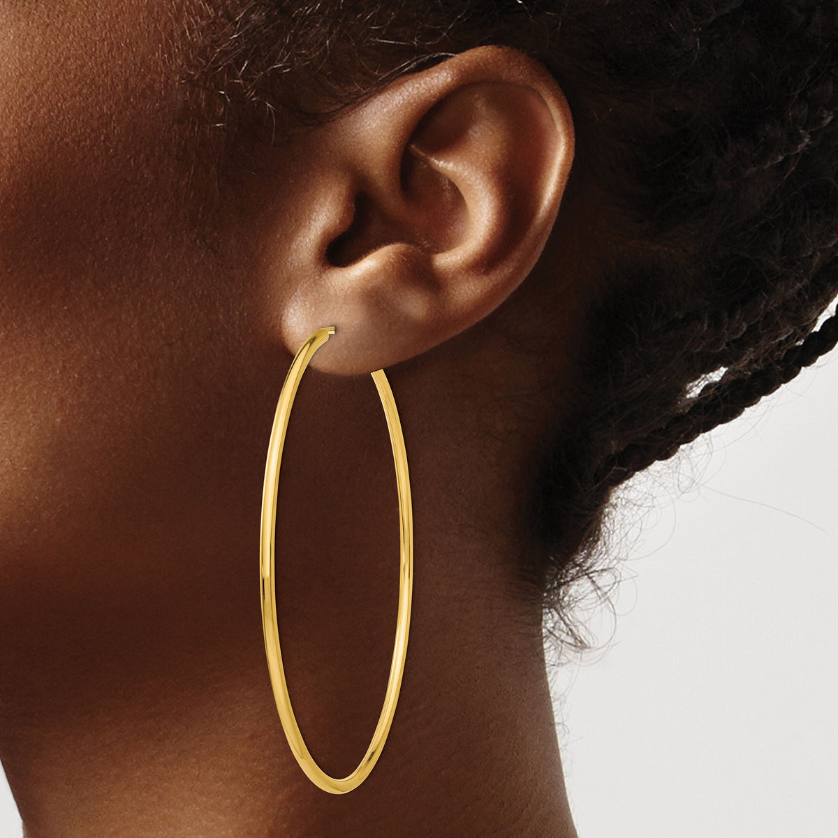 10k Polished Round Endless 2mm Hoop Earrings-10H988