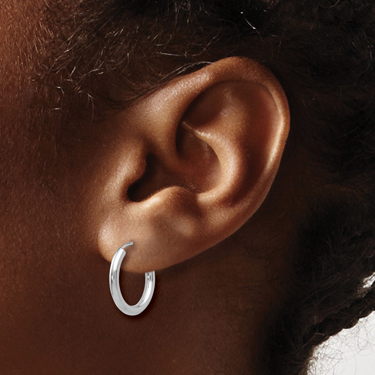 10k White Gold Polished Endless 2mm Hoop Earrings-10H989