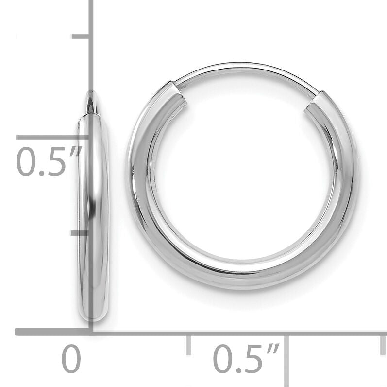 10k White Gold Polished Endless 2mm Hoop Earrings-10H989